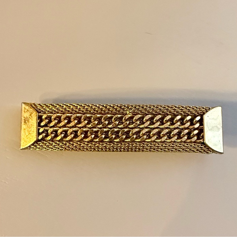 Vintage French 80s Gold Mesh Curb Chain Barrette Clip Hair Retro Quite Luxury
